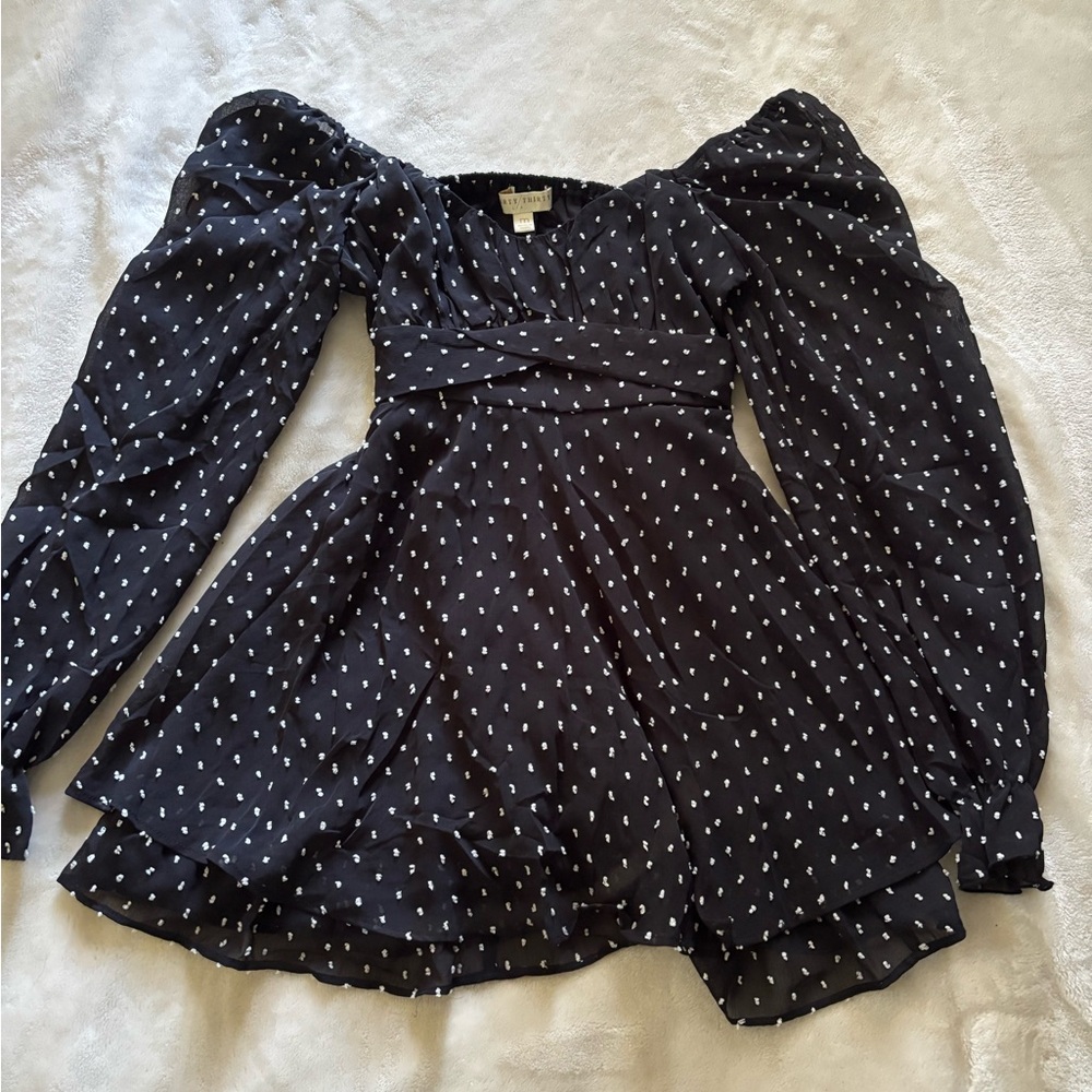 Elegant Black Polka Dot Mini Dress